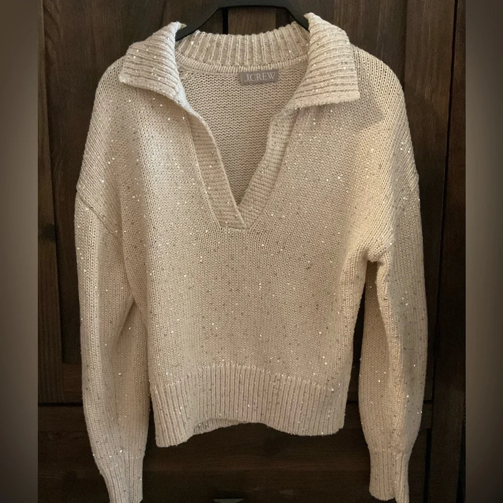 J. Crew Women's Sequin Polo Sweater